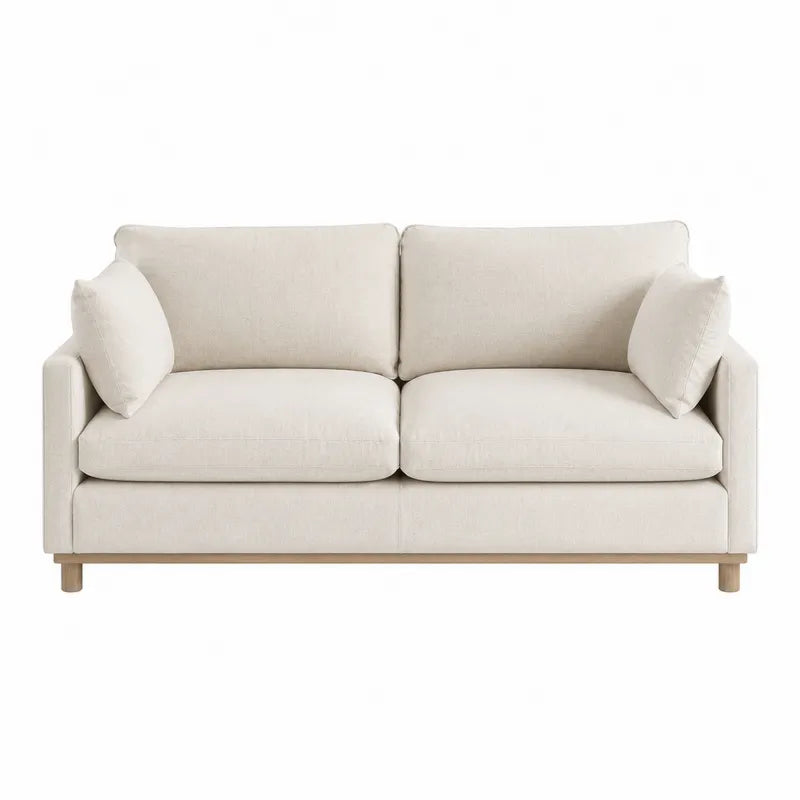 Dwuosobowa sofa beżowa lniana 150 cm