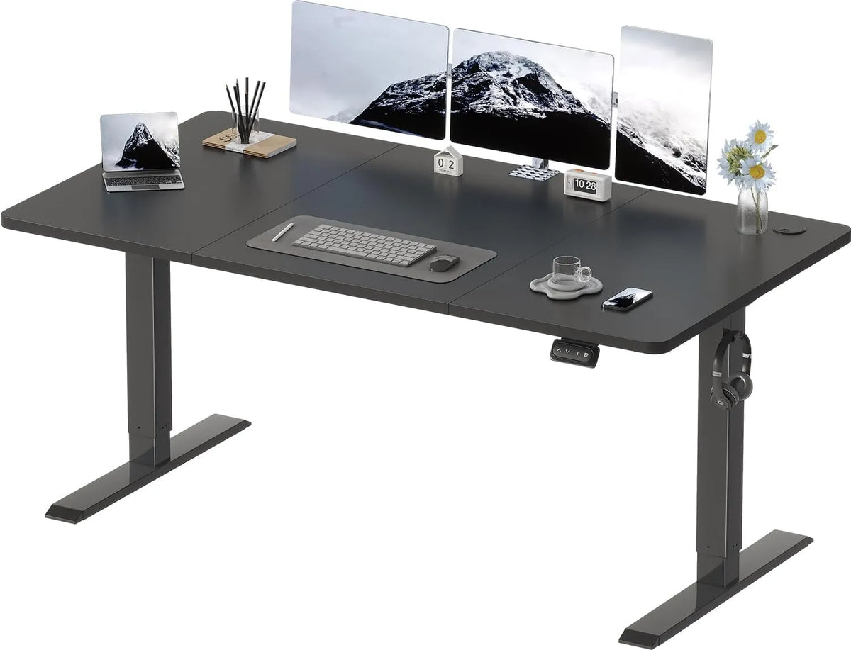 Biurko i stół komputerowy — do użytku domowego, 160 × 70 cm, czarny