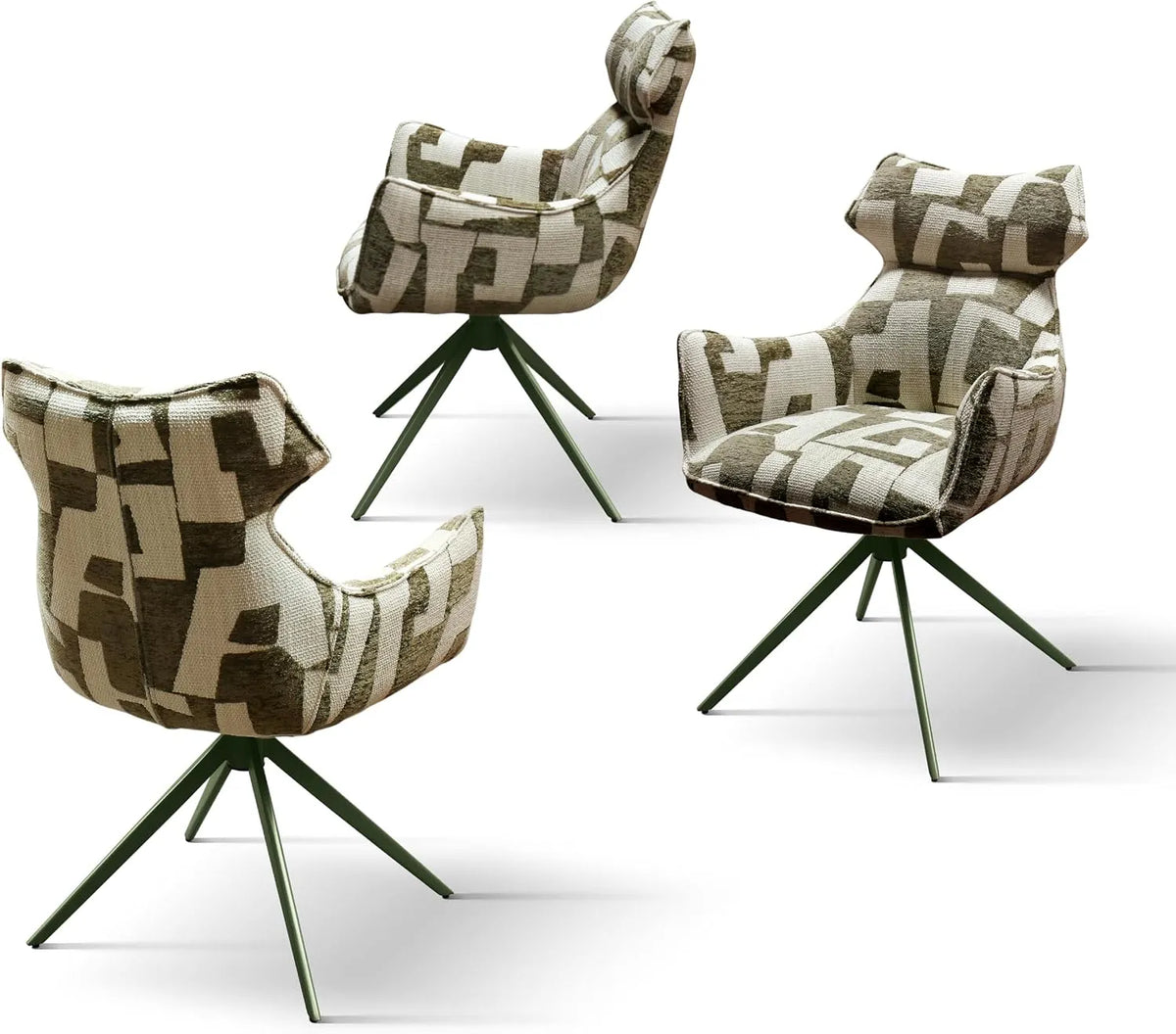 DESIGN Ornel obrotowy Fotel i krzesło tapicerowane tapicerowany z zagłówkiem i podłokietnikami — tapicerka materiałowa, z podłokietnikami, biały