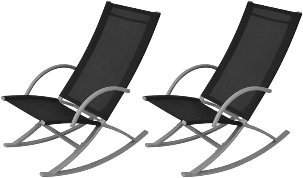 Krzesła bujane ogrodowe: tapicerka materiałowa, 53 × 92 × 86 cm, 100 kg, czarny, z metalu, tapicerka materiałowa