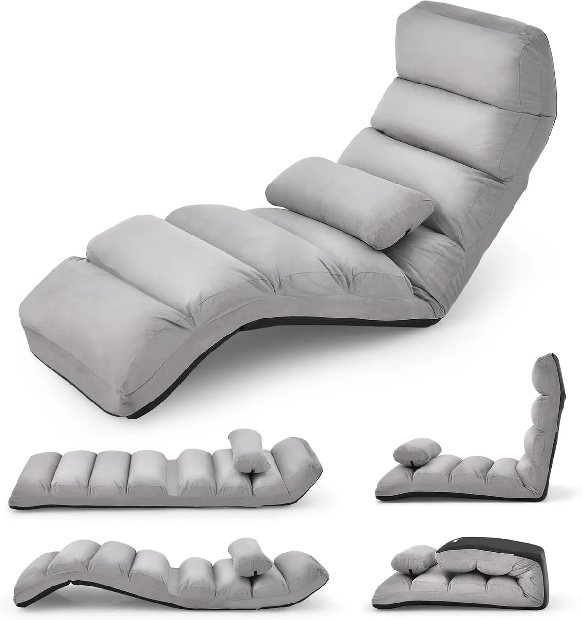 COSTWAY Sofa – z funkcją spania, z oparciem, składana konstrukcja, regulowana konstrukcja, szary