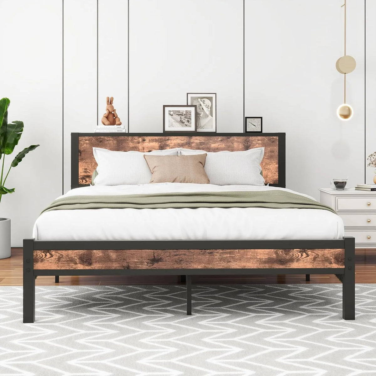 Rama łóżka i konstrukcja łóżka 140 x 200 – 140 × 200, 140 × 200 cm, czarny, z metalu, tapicerka materiałowa
