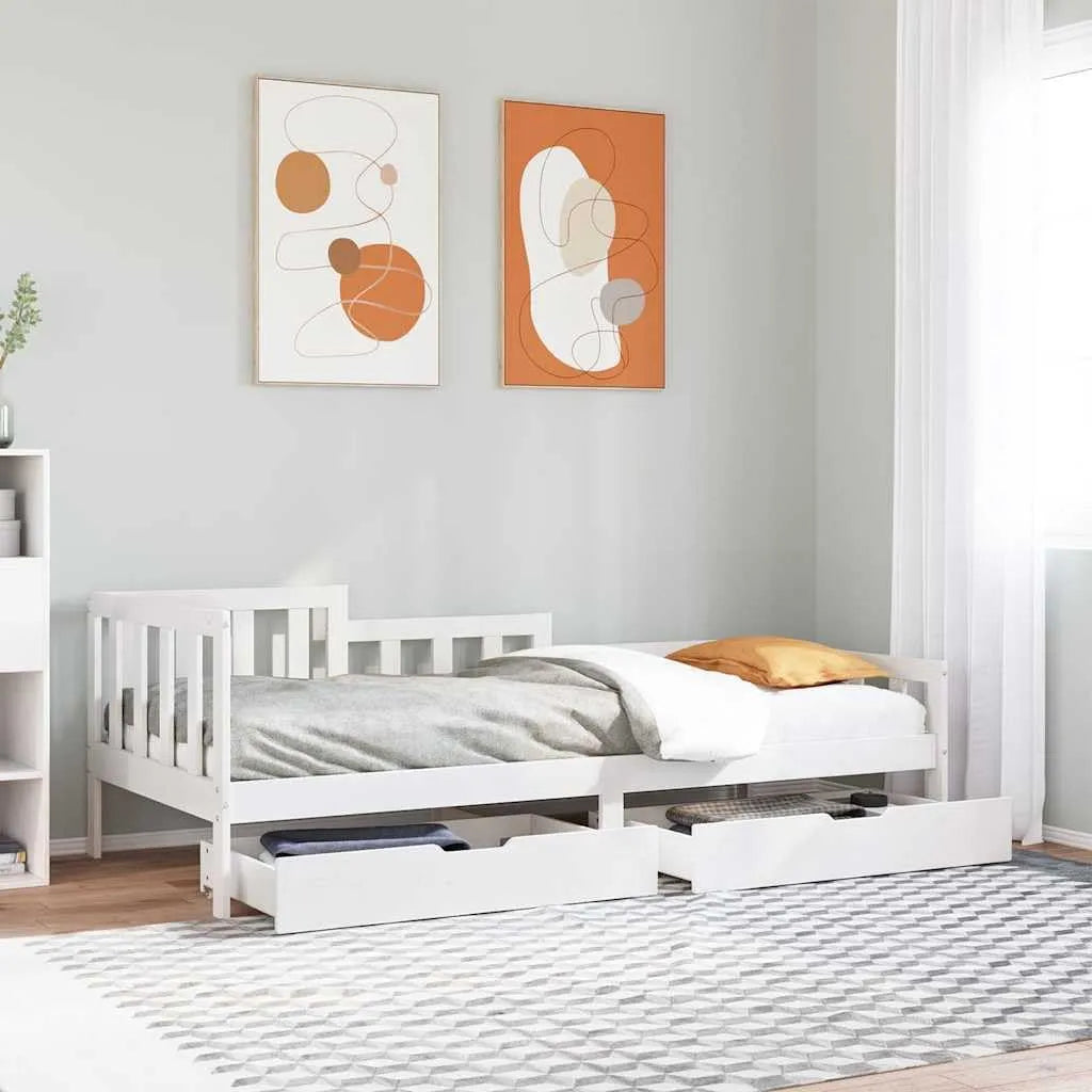 Sofa: z drewna, z szufladami, 2 w, z litego drewna, tapicerka materiałowa