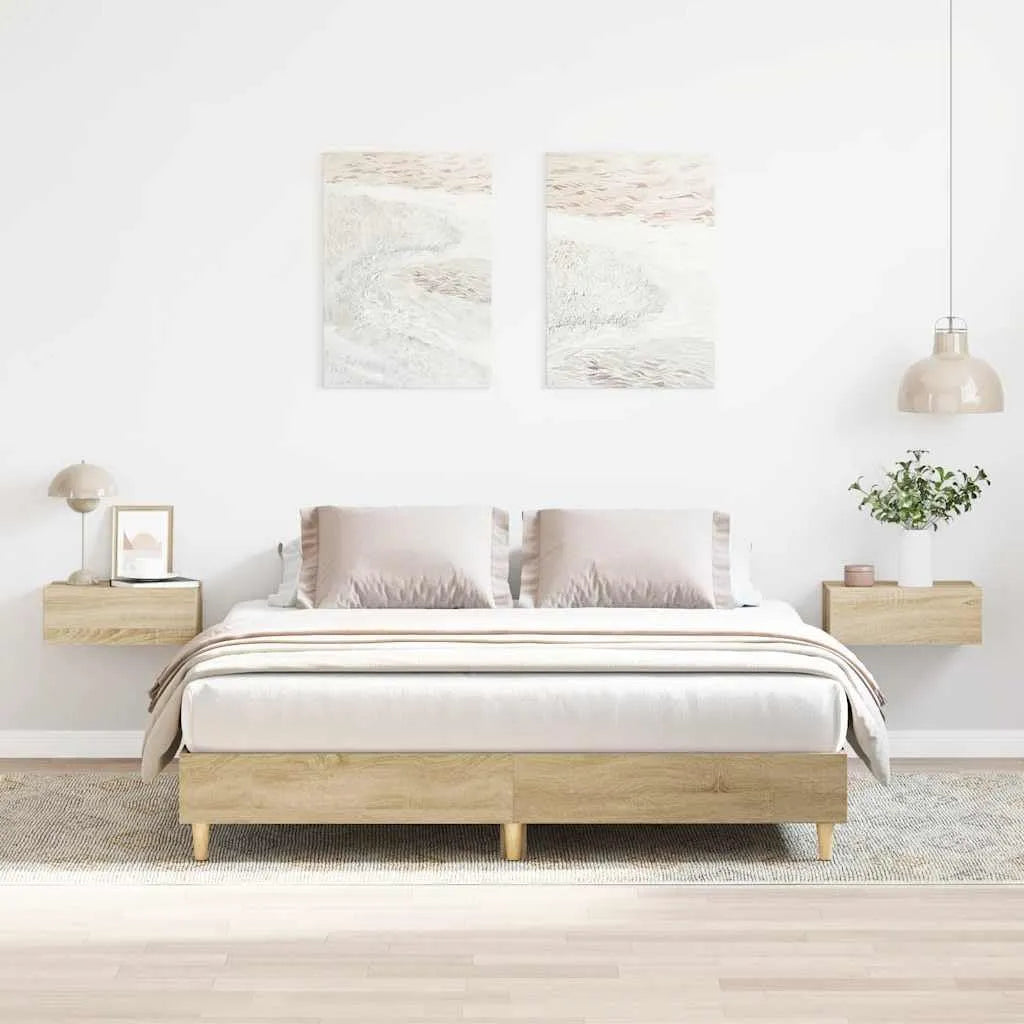 Rama łóżka i konstrukcja łóżka bez materaca: z drewna, 140 × 200 cm, tapicerka materiałowa