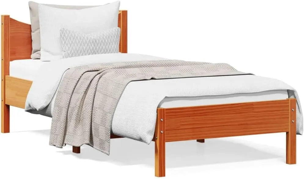 łóżko z litego drewna bez materaca — z drewna, 75 × 190 cm