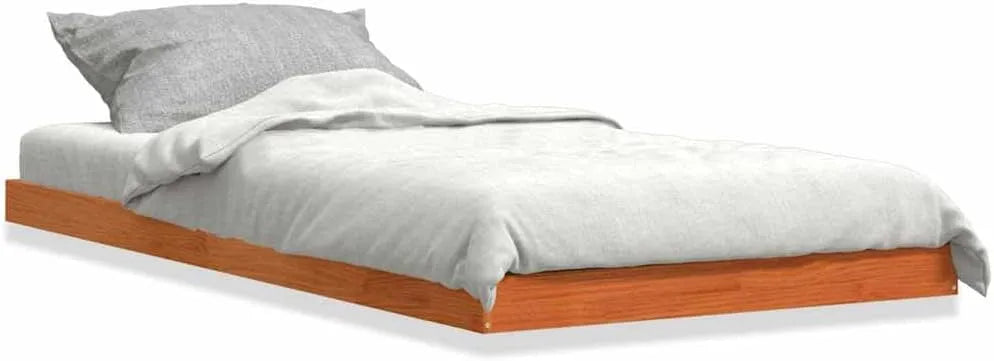Łóżko z litego drewna – z drewna, 75 × 190 cm, tapicerka materiałowa