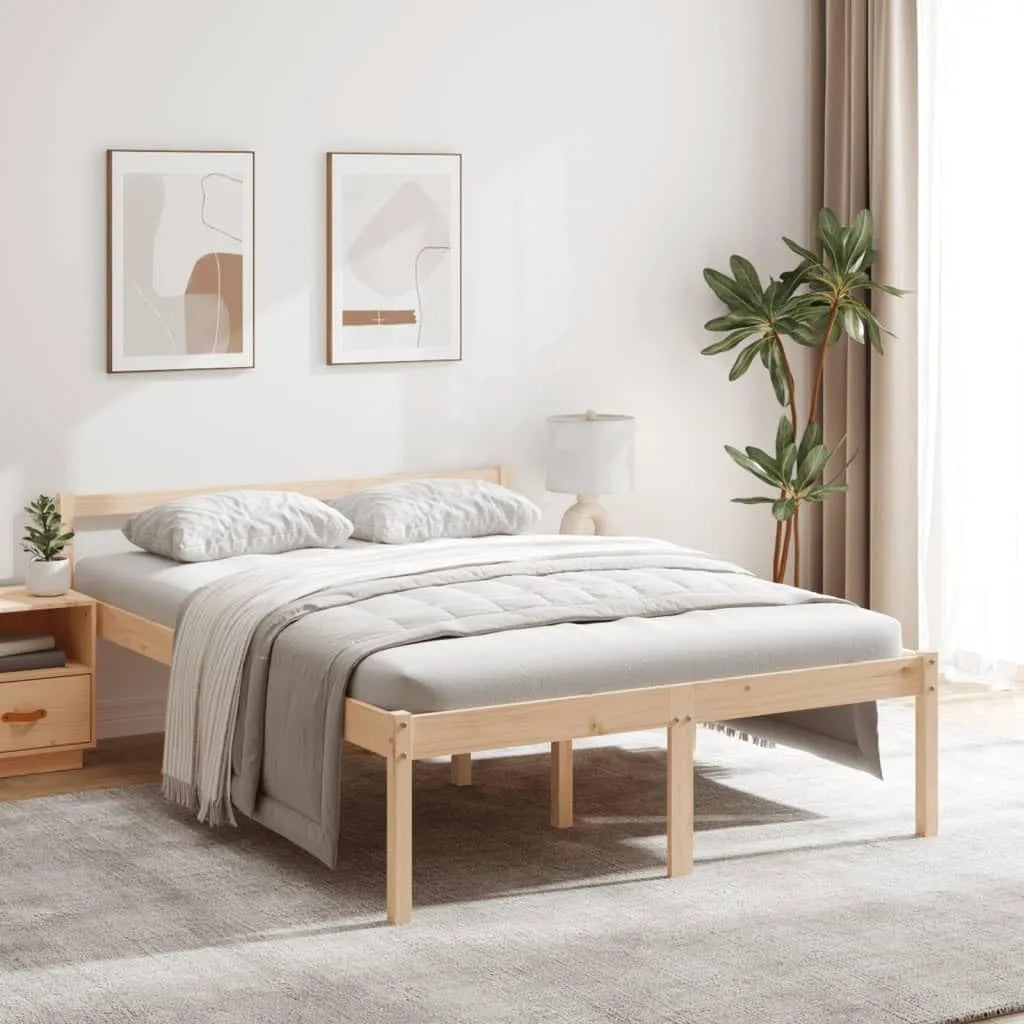 Łóżko dla seniorów z litego drewna sosnowego: z drewna, 120 × 190 cm, tapicerka materiałowa