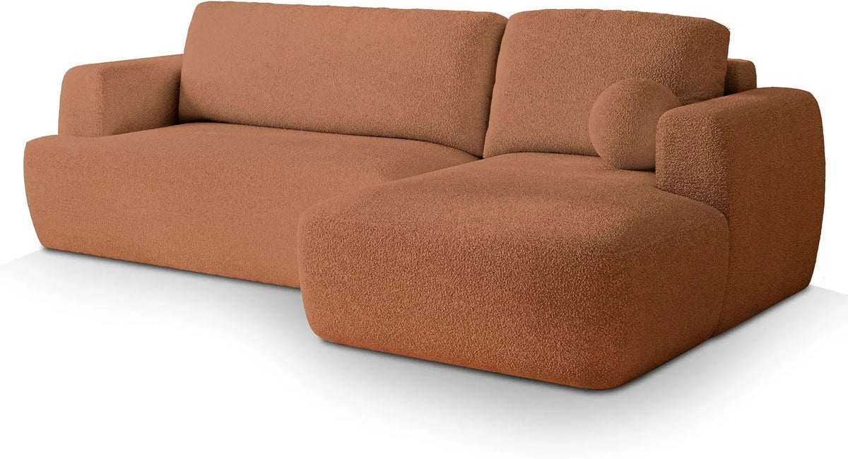 Sofa narożna: Ceglasty, z funkcją spania, z pojemnikiem do przechowywania, rozkładana konstrukcja