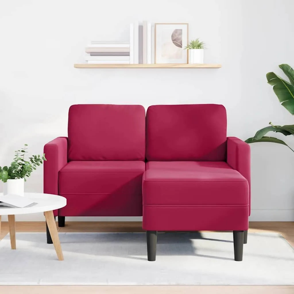 Sofa: w kształcie litery L, tapicerka aksamitna, 2-osobowa