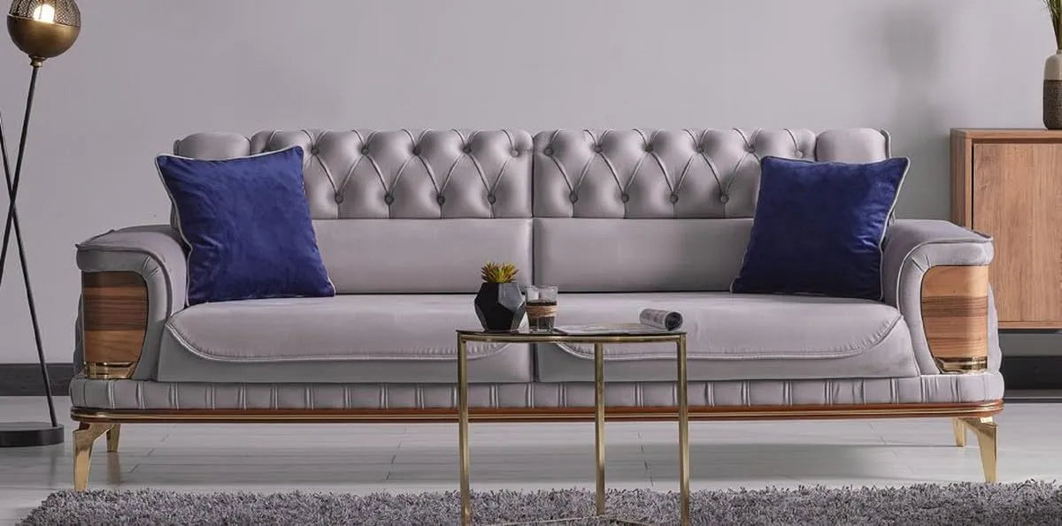 Sofa – z poduszkami, 232 × 92 × 85 cm, szary