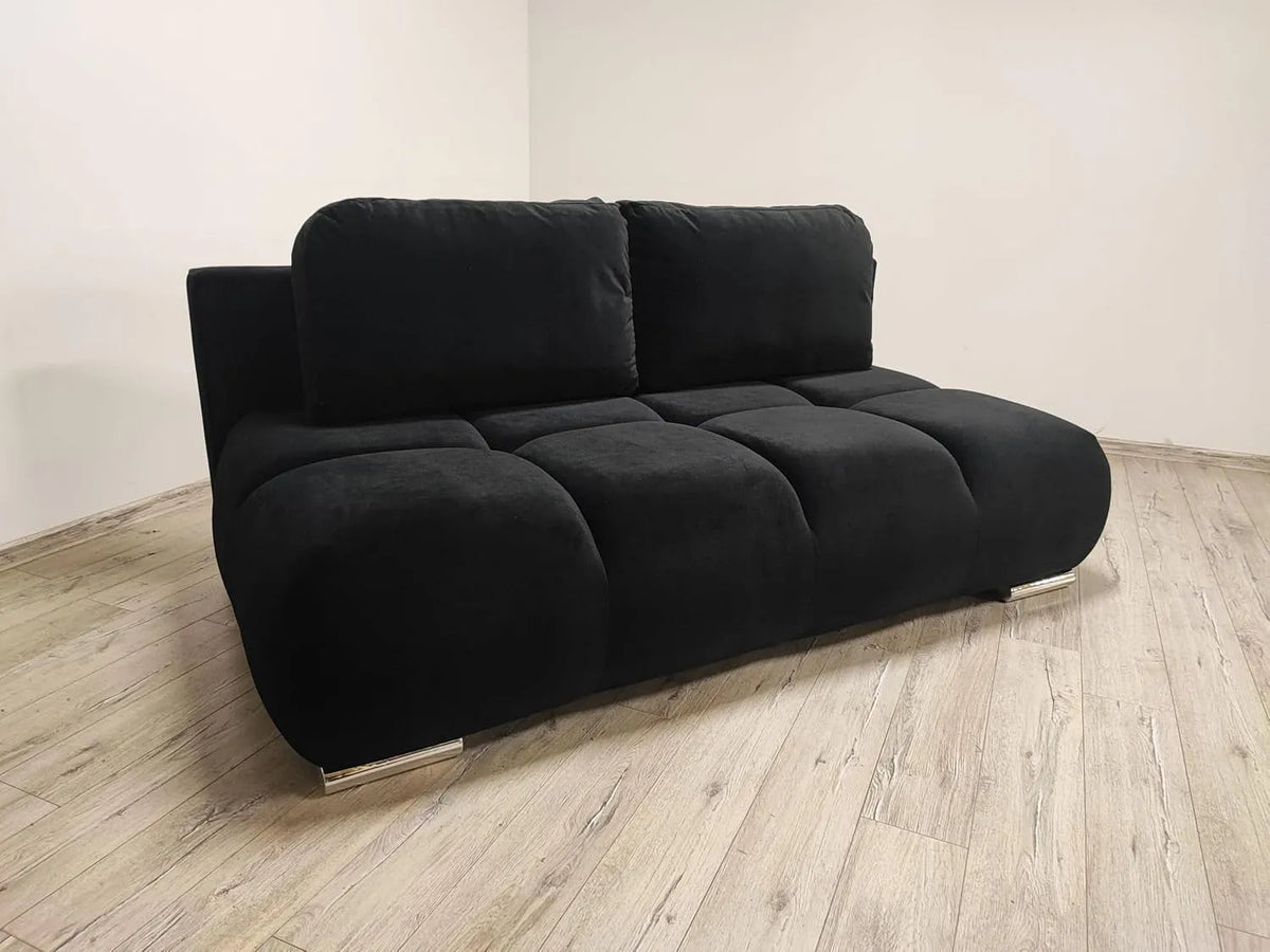 Czarna kanapa rozkładana z funkcją spania Emma 195 cm Velvet – tapicerka aksamitna, czarny