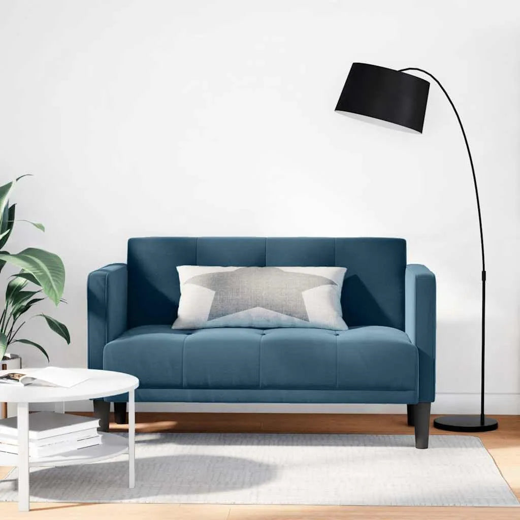 Sofa – tapicerka aksamitna, 111 cm, niebieski