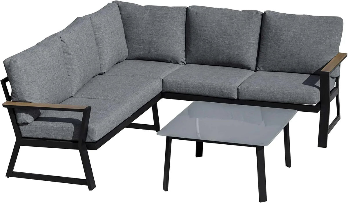 Outsunny 3-częściowy Sofa: z poduszkami, z aluminium, szary