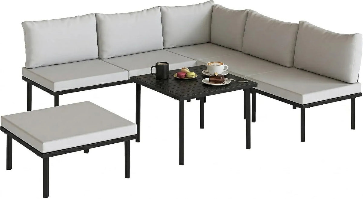 Outsunny Sofa narożna – z poduszkami, 2-osobowa