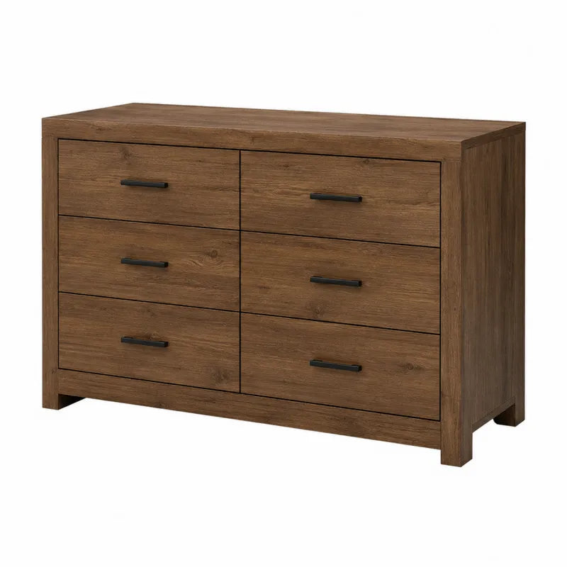 Komoda z drewna dębowego 6 szuflad 120 cm brązowy