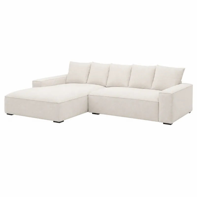 Beżowa sofa narożna z tkaniny 300 cm