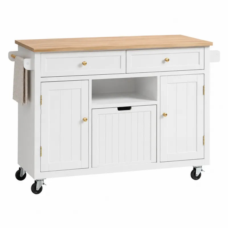 Wózek kuchenny z drzwiami z MDF i blatem z drewna dębowego 120cm