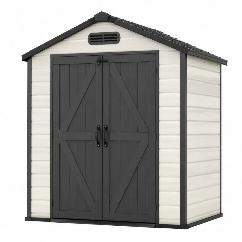 Szopa ogrodowa z polipropylenu 185x152x226 cm biało-szara