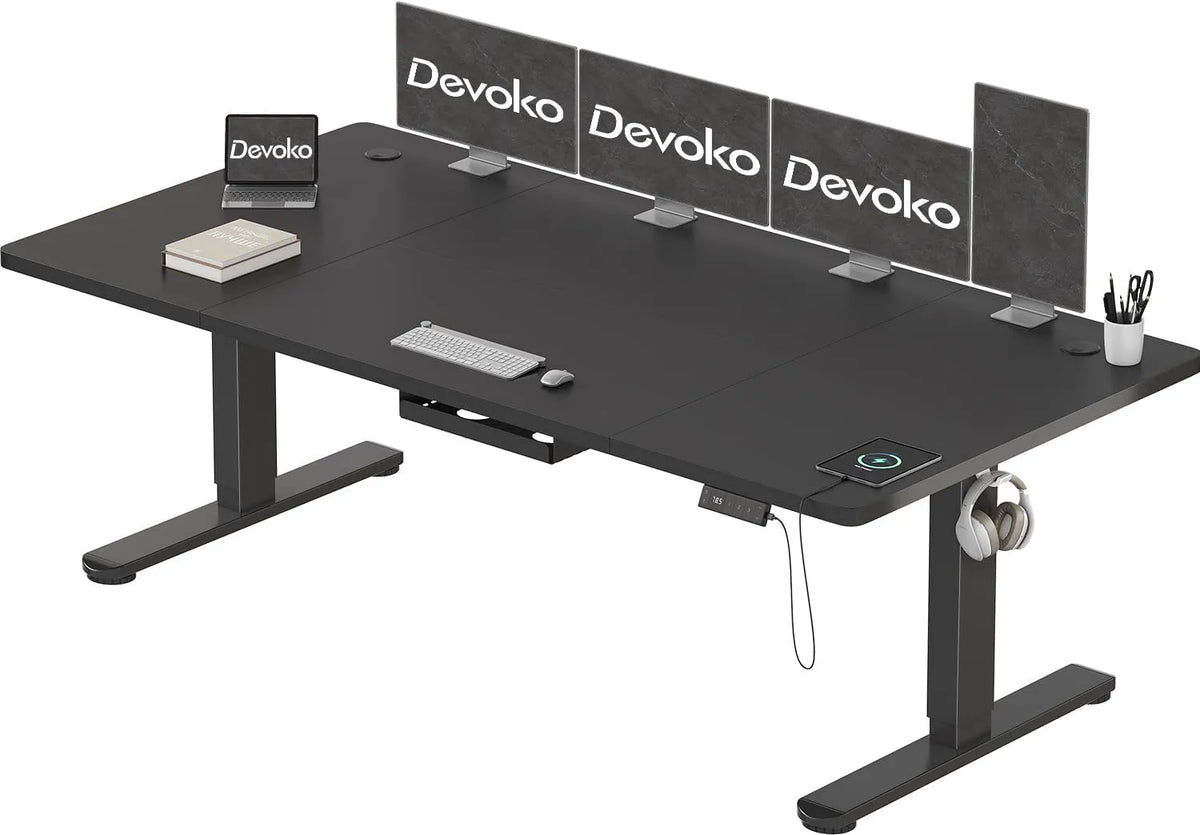 Biurko i stół komputerowy: regulowana konstrukcja, 200 × 80 cm, regulowana wysokość