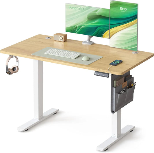 SONGMICS LSD132YA01 Biurko i stół komputerowy — USB-C, z portem USB, 120 × 60 cm, złoty