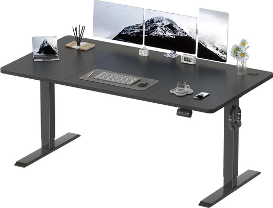 Biurko i stół komputerowy — do użytku domowego, 160 × 70 cm, czarny