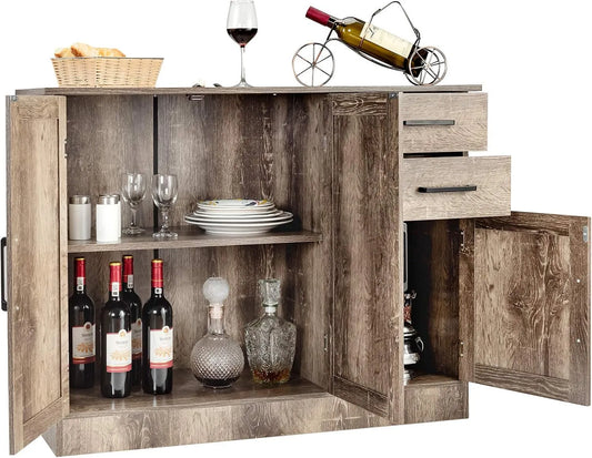 Wielofunkcyjna szafka na rzeczy – z szufladami, styl retro, 2 szufladami, 110 × 40 × 78 cm, szary