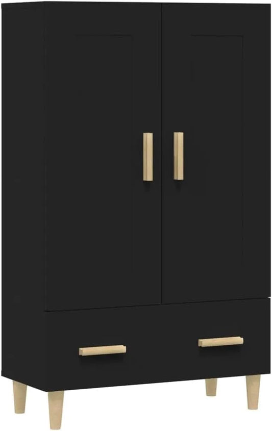 Kredens – z drewna, 70 × 31 × 115 cm, czarny