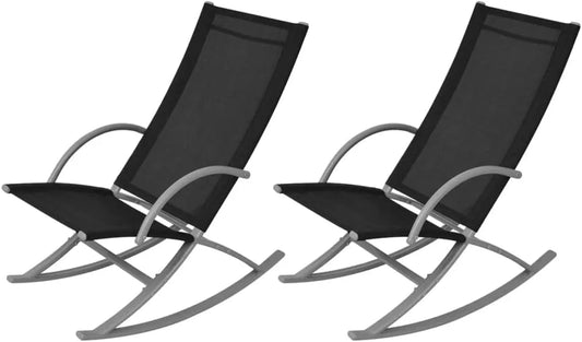 Krzesła bujane ogrodowe: tapicerka materiałowa, 53 × 92 × 86 cm, 100 kg, czarny, z metalu, tapicerka materiałowa