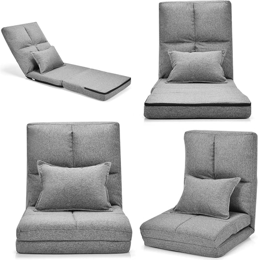 Sofa – z oparciem, składana konstrukcja, regulowana konstrukcja, 100 kg, szary, z metalu