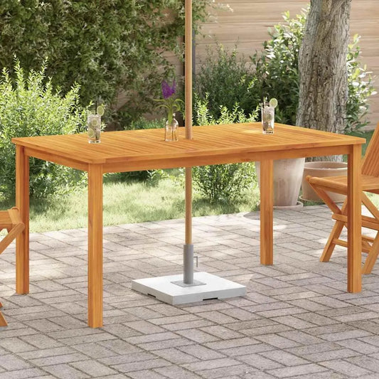 Stół ogrodowy i stół tarasowy z litego drewna akacjowego: z drewna, odporny na warunki atmosferyczne, 150 × 90 × 74 cm