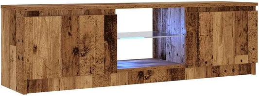 Szafka pod TV z oświetleniem LED — z drewna, wyświetlacz LED, 120 × 30 × 36 cm