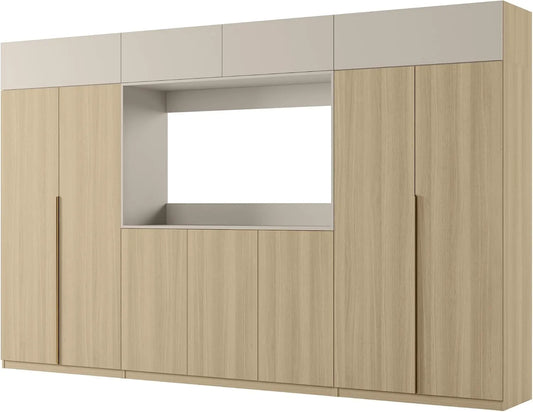 Meblościanka do salonu Atrium — RTV, z szufladami, z półkami, 385 × 240 × 54 cm, z półkami