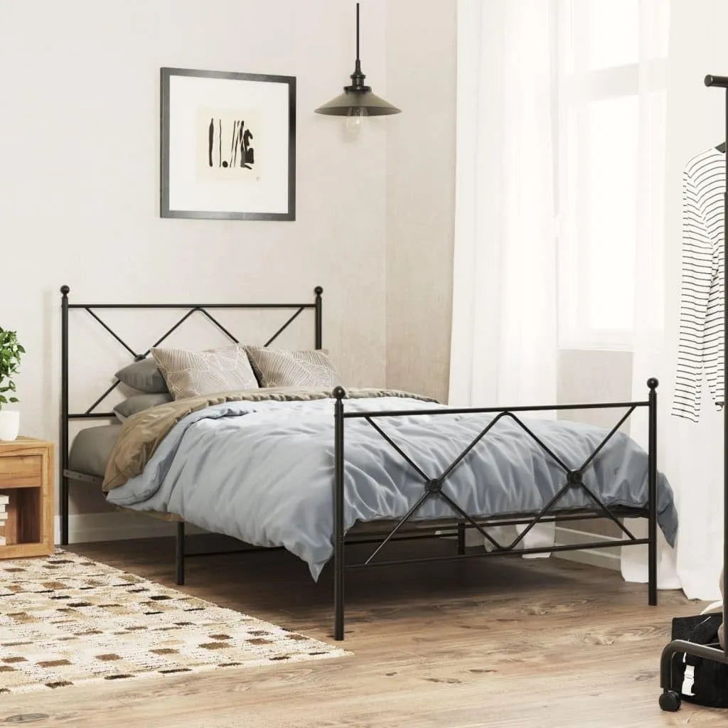 Wytrzymała Rama łóżka i konstrukcja łóżka czarna z metalu — ze schowkiem, 107 × 203 cm, czarny, tapicerka materiałowa