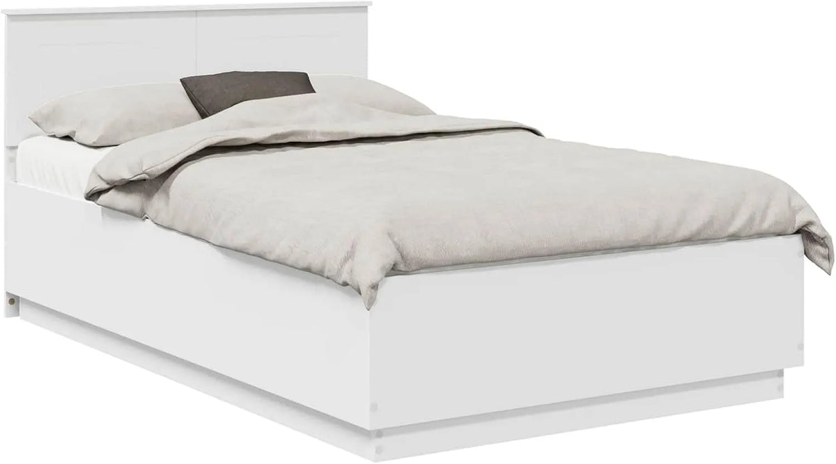 Ramka łóżka Biały 135 x 190 cm Materiał drewnopochodny: z drewna, z portem USB, 135 × 190 cm