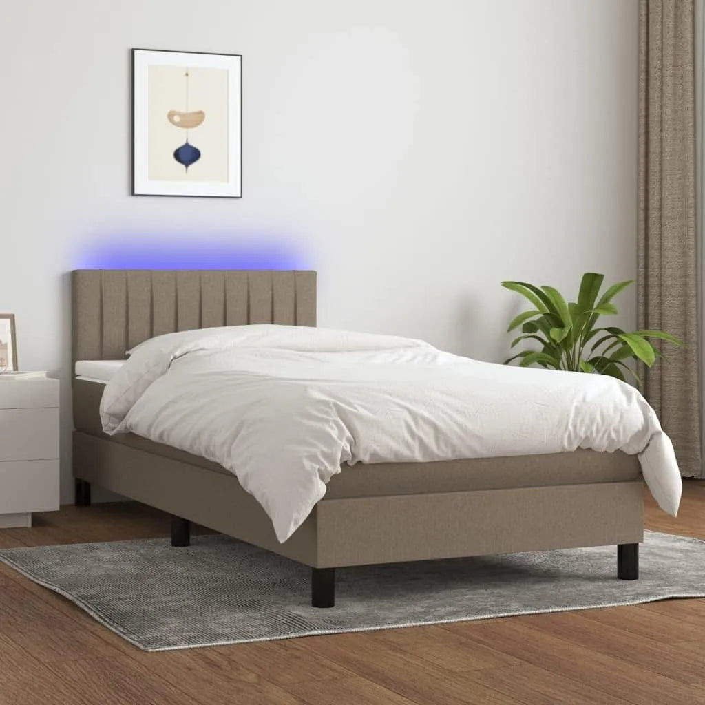 Rama łóżka i konstrukcja łóżka do fotelika: 3133289, tapicerka materiałowa, wyświetlacz LED, 90 × 200 cm, beżowy, tapicerka materiałowa