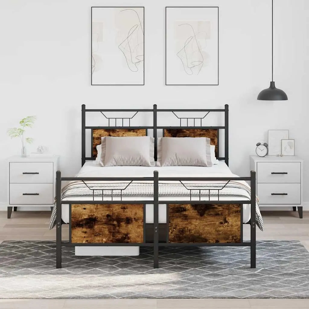 Rama łóżka i konstrukcja łóżka bez materaca – z drewna, 120 × 200 cm, z metalu, tapicerka materiałowa