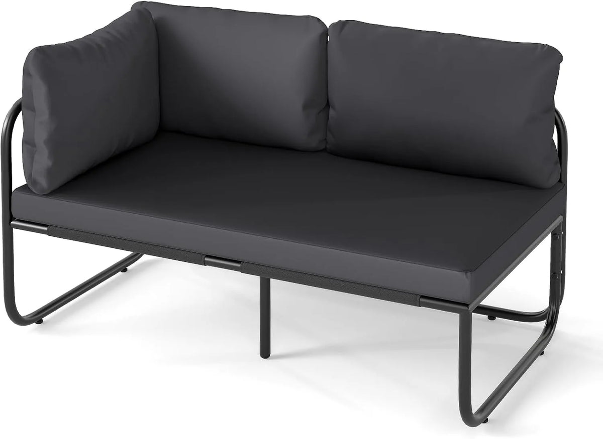 Sofa ogrodowa i sofa wypoczynkowa na taras – z podłokietnikami, z poduszkami, 2-osobowa, 116 × 65 × 59 cm, 300 kg, z metalu