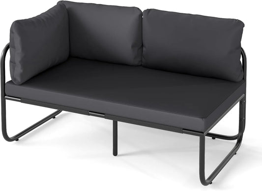 Sofa ogrodowa i sofa wypoczynkowa na taras – z podłokietnikami, z poduszkami, 2-osobowa, 116 × 65 × 59 cm, 300 kg, z metalu