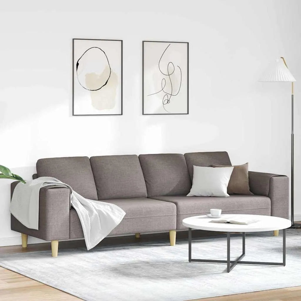 Sofa: wypełnienie piankowe, 4-osobowa, 250 × 77 × 76 cm, beżowy