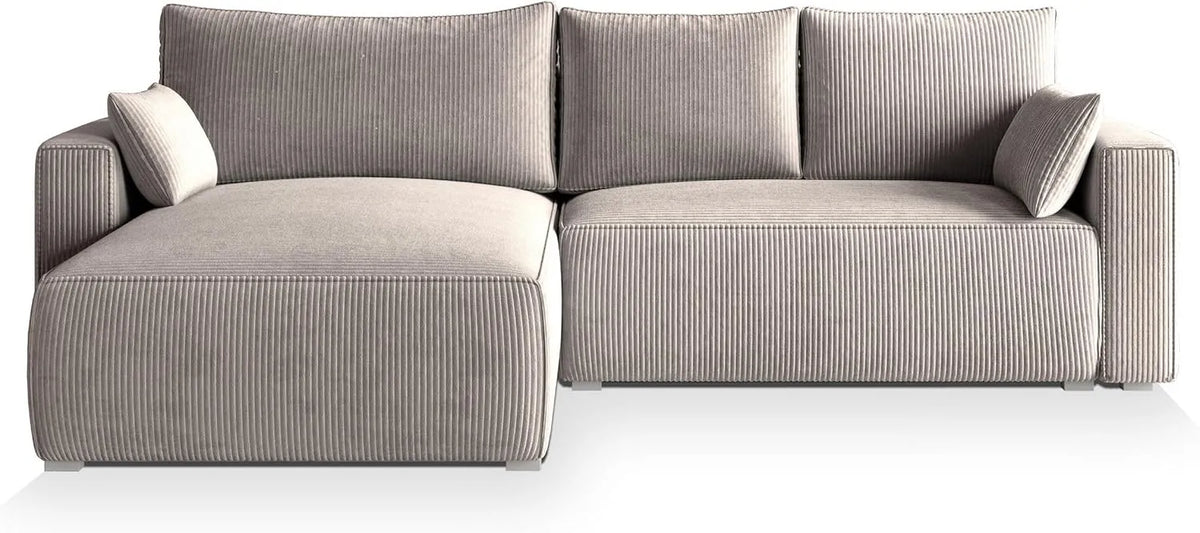 Sofa narożna — Beżowy, z funkcją spania, z pojemnikiem do przechowywania, rozkładana konstrukcja