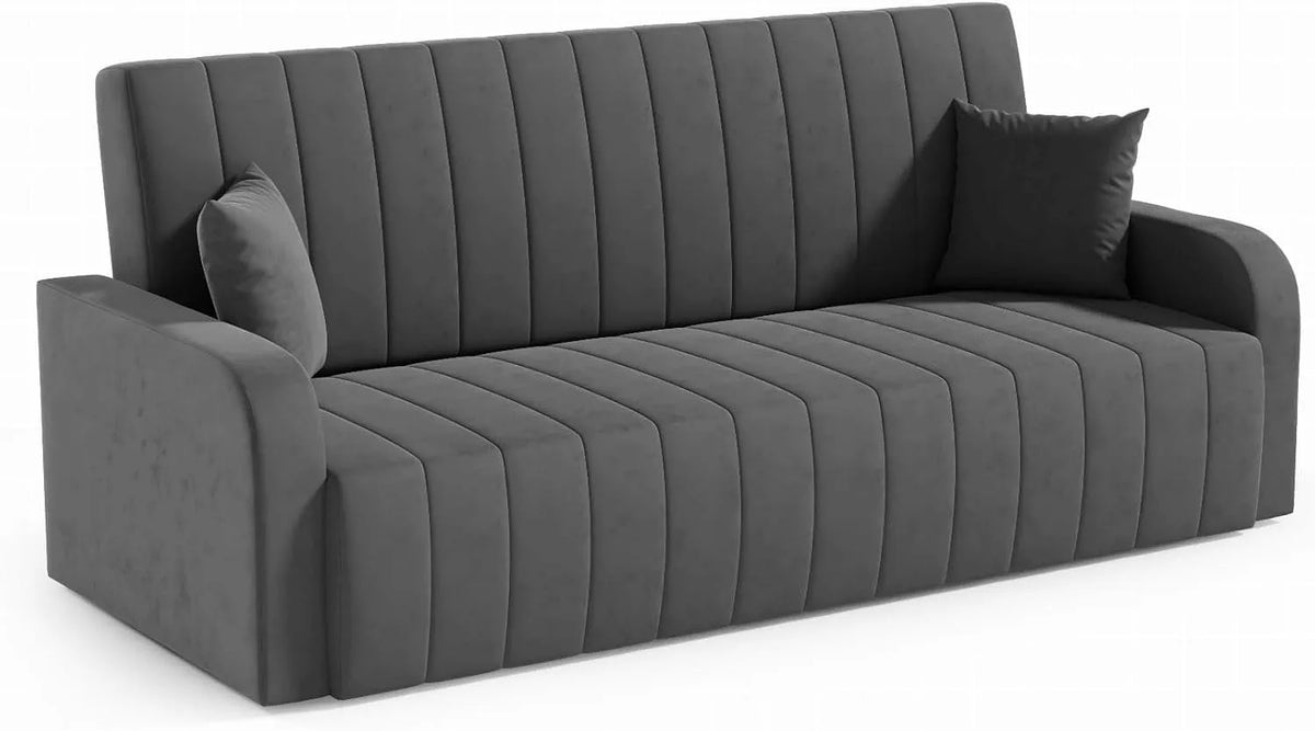 Sofa — tapicerka materiałowa, z funkcją spania, 214 cm, z pojemnikiem do przechowywania, rozkładana konstrukcja