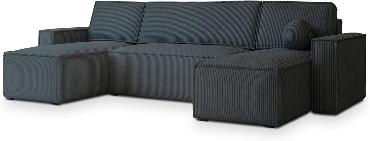 Sofa narożna – Grafitowy, z funkcją spania, z pojemnikiem do przechowywania, rozkładana konstrukcja