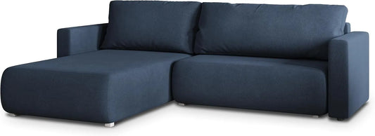 Sofa narożna — TURIN, z funkcją spania, niebieski