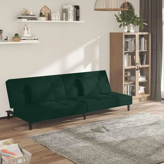 Sofa: z drewna, z funkcją spania, z poduszkami, tapicerka aksamitna, 2-osobowa