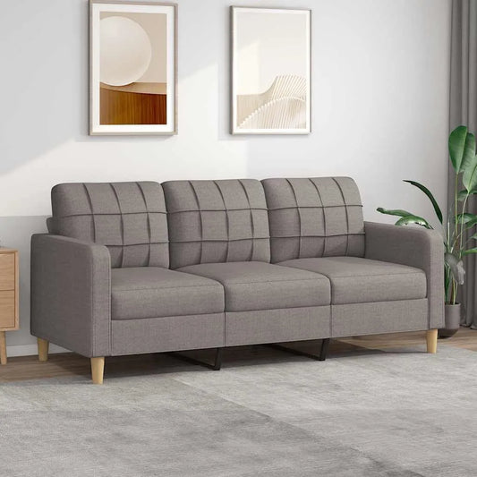 Sofa: 3-osobowa, 180 cm, szary, z metalu, tapicerka materiałowa