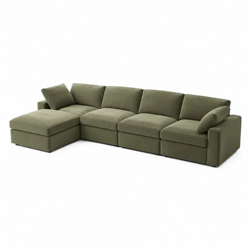 Modułowa sofa narożna z tkaniny poliestrowej khaki 320x160x85 cm