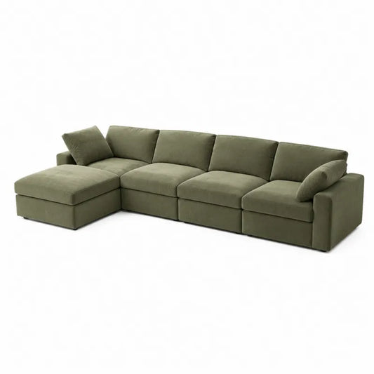 Modułowa sofa narożna z tkaniny poliestrowej khaki 320x160x85 cm