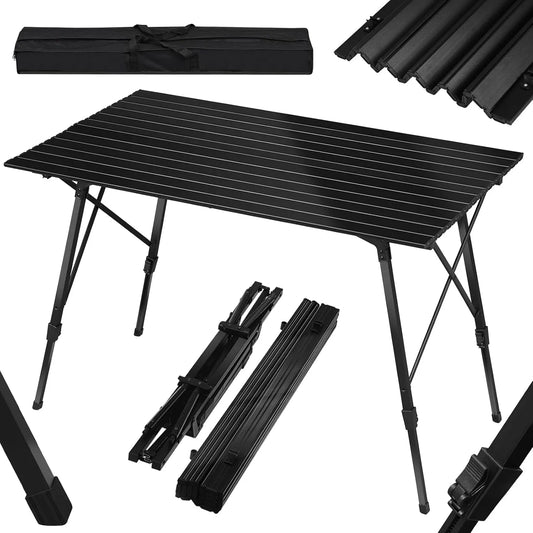 Aluminiowy stół kempingowy — z aluminium, 1, 2 m, czarny