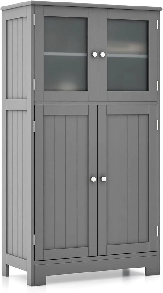 Szafka łazienkowa i słupek do łazienki – regulowana konstrukcja, 60 × 30 × 109 cm, szary