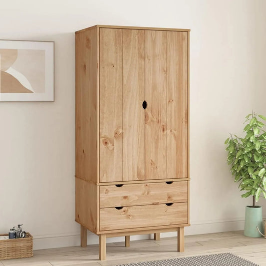 Szafa: OTTA, z drewna, z szafą, 76, 5 × 53 × 172 cm, Homgoday OTTA 76, z litego drewna